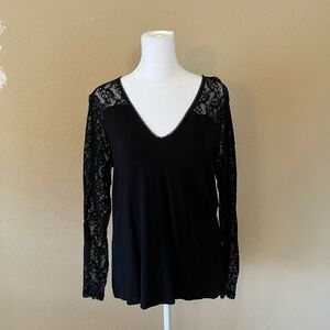 Elegant Black Lace Sleeve Women's Top